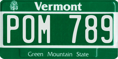 VT license plate POM789