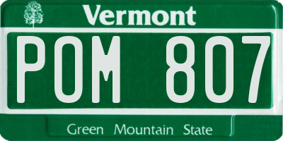 VT license plate POM807