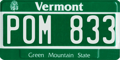 VT license plate POM833