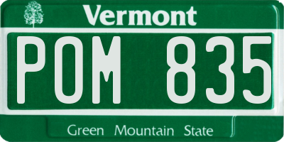 VT license plate POM835