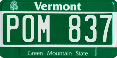VT license plate POM837