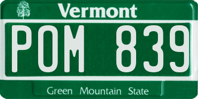 VT license plate POM839