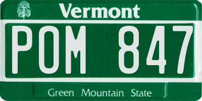 VT license plate POM847