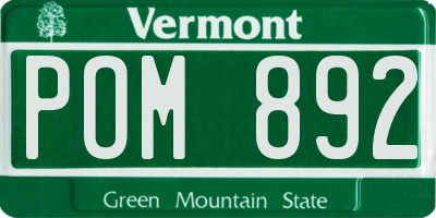 VT license plate POM892
