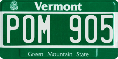 VT license plate POM905