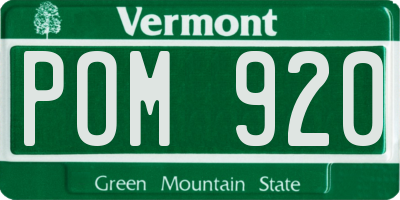 VT license plate POM920