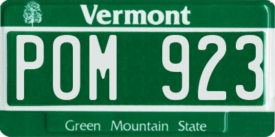 VT license plate POM923
