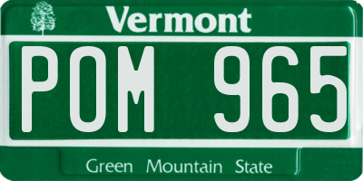VT license plate POM965