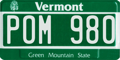 VT license plate POM980