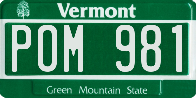 VT license plate POM981