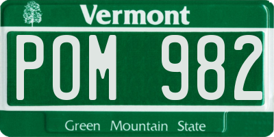 VT license plate POM982
