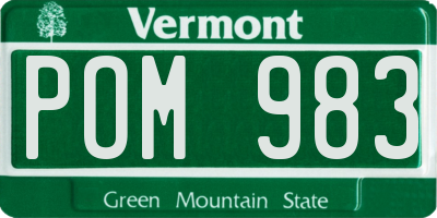 VT license plate POM983