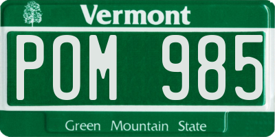 VT license plate POM985