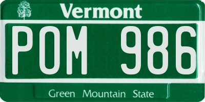VT license plate POM986