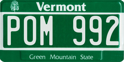 VT license plate POM992