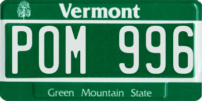 VT license plate POM996