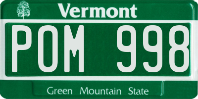 VT license plate POM998