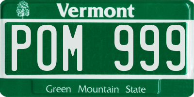 VT license plate POM999