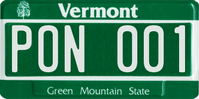 VT license plate PON001