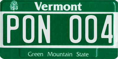 VT license plate PON004