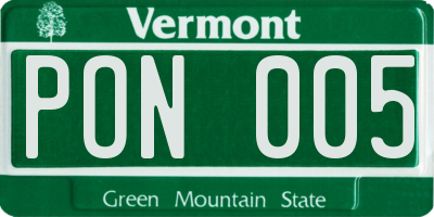 VT license plate PON005