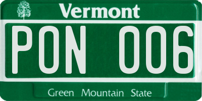 VT license plate PON006
