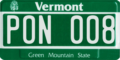 VT license plate PON008