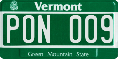VT license plate PON009