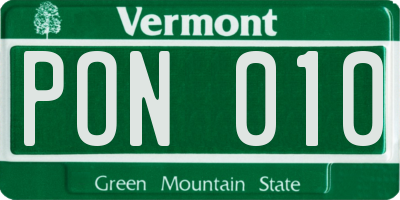 VT license plate PON010