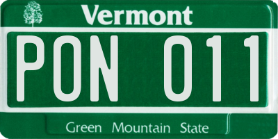VT license plate PON011