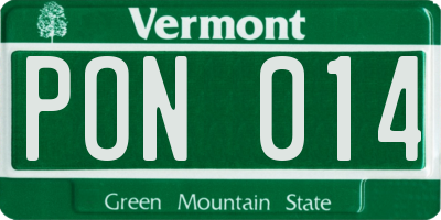 VT license plate PON014