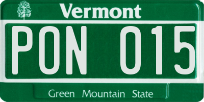 VT license plate PON015