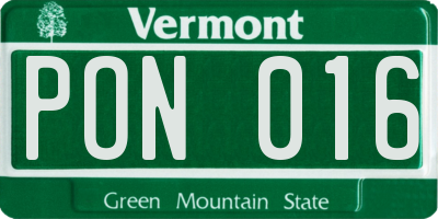 VT license plate PON016