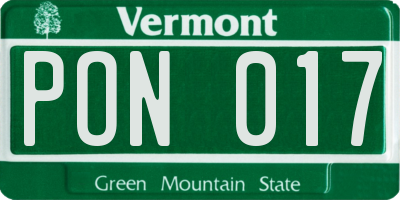 VT license plate PON017