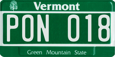 VT license plate PON018