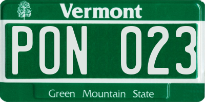 VT license plate PON023