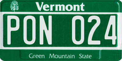 VT license plate PON024