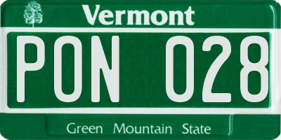 VT license plate PON028