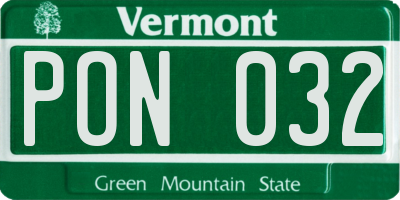 VT license plate PON032