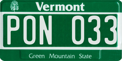VT license plate PON033