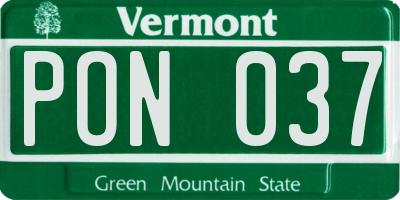 VT license plate PON037