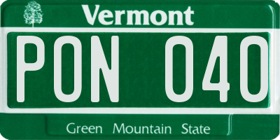VT license plate PON040