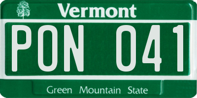VT license plate PON041