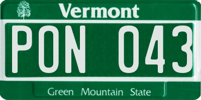 VT license plate PON043
