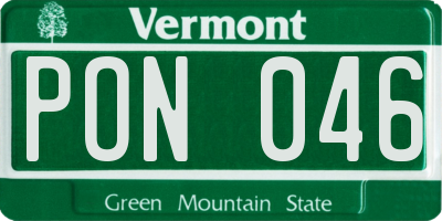 VT license plate PON046
