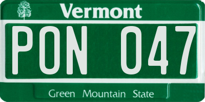 VT license plate PON047