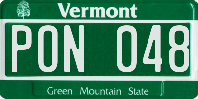VT license plate PON048