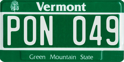 VT license plate PON049