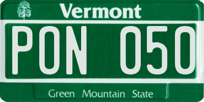 VT license plate PON050