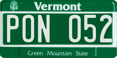 VT license plate PON052